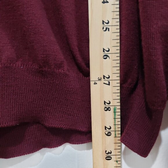 Paul Frederick Sweater Size L Maroon Extra Fine Merino Wool Pullover Mock - Picture 11 of 14